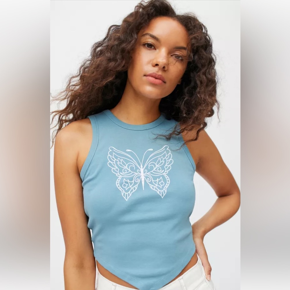 Urban Outfitters Teal Butterfly Tank Top